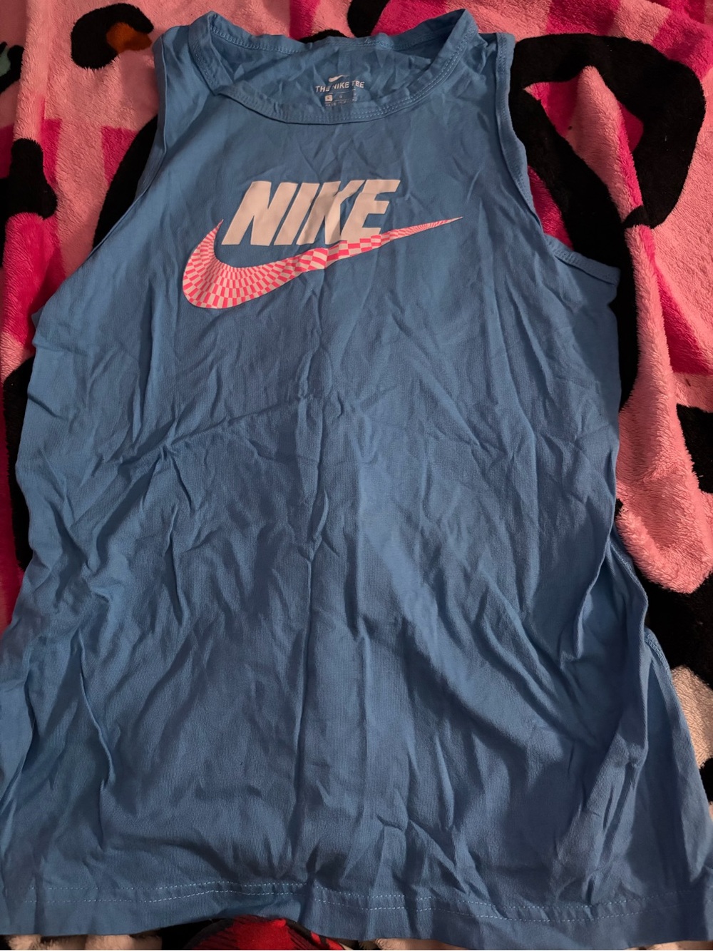 Nike Kids Blue Tank Top with Pink Logo